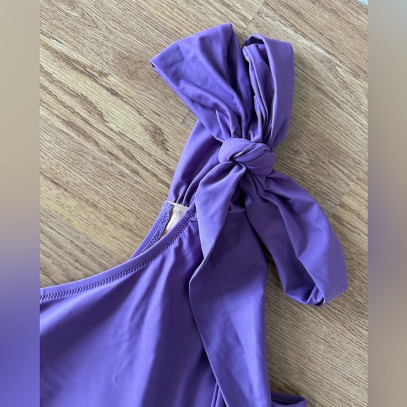 J Crew Bow One shoulder- One Piece- purple - Picture 3 of 7